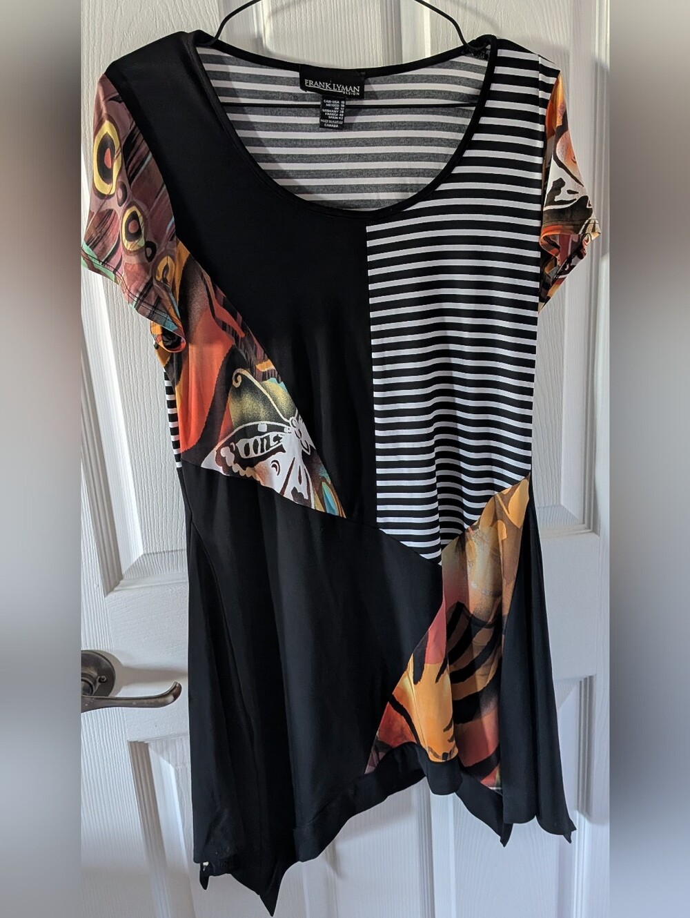 Black Mixed-Print Short Sleeve Women's Dress